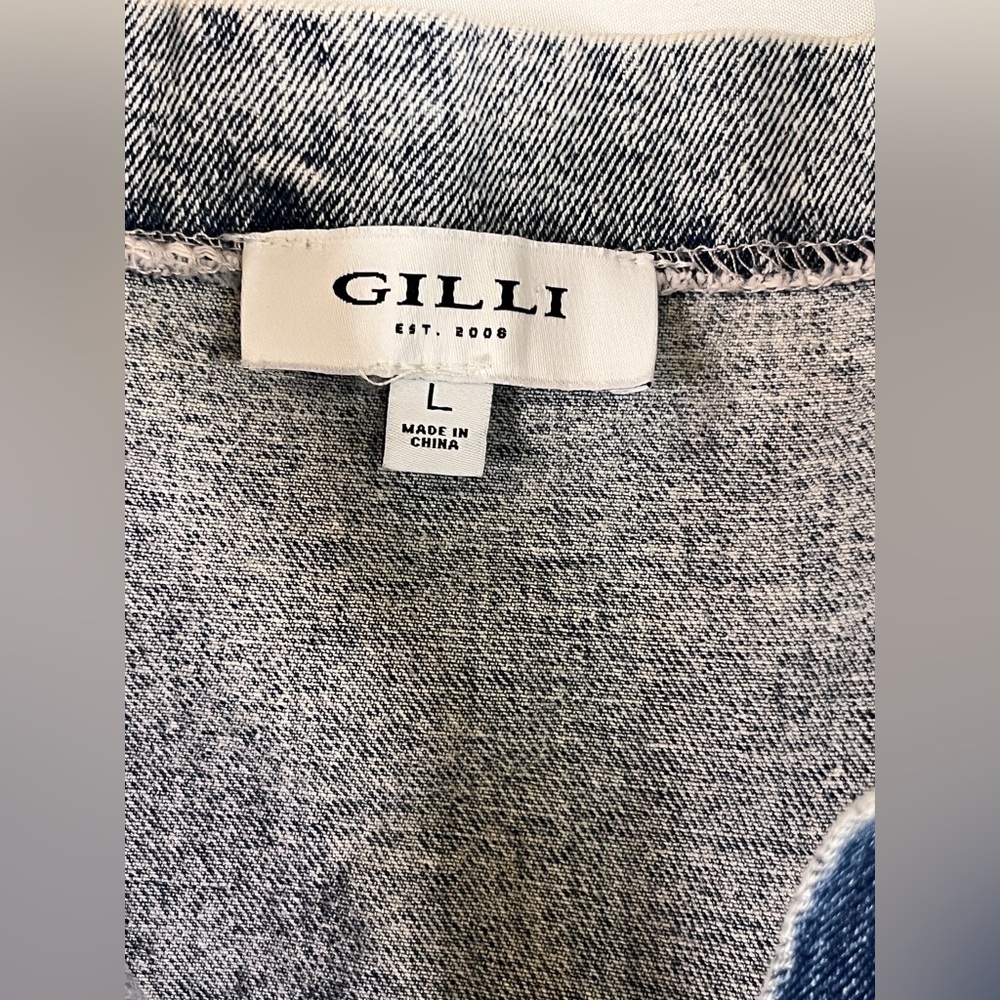 Gilli Gray Denim Romper with Ruffle Straps - Picture 2 of 5